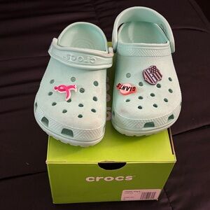 CROCS Mint Green Slippers with Fun Charms
